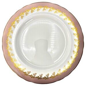 Aynsley Priscilla 10.5" Plate Pink White Bone China Gold Trim Leaf Rare Like New